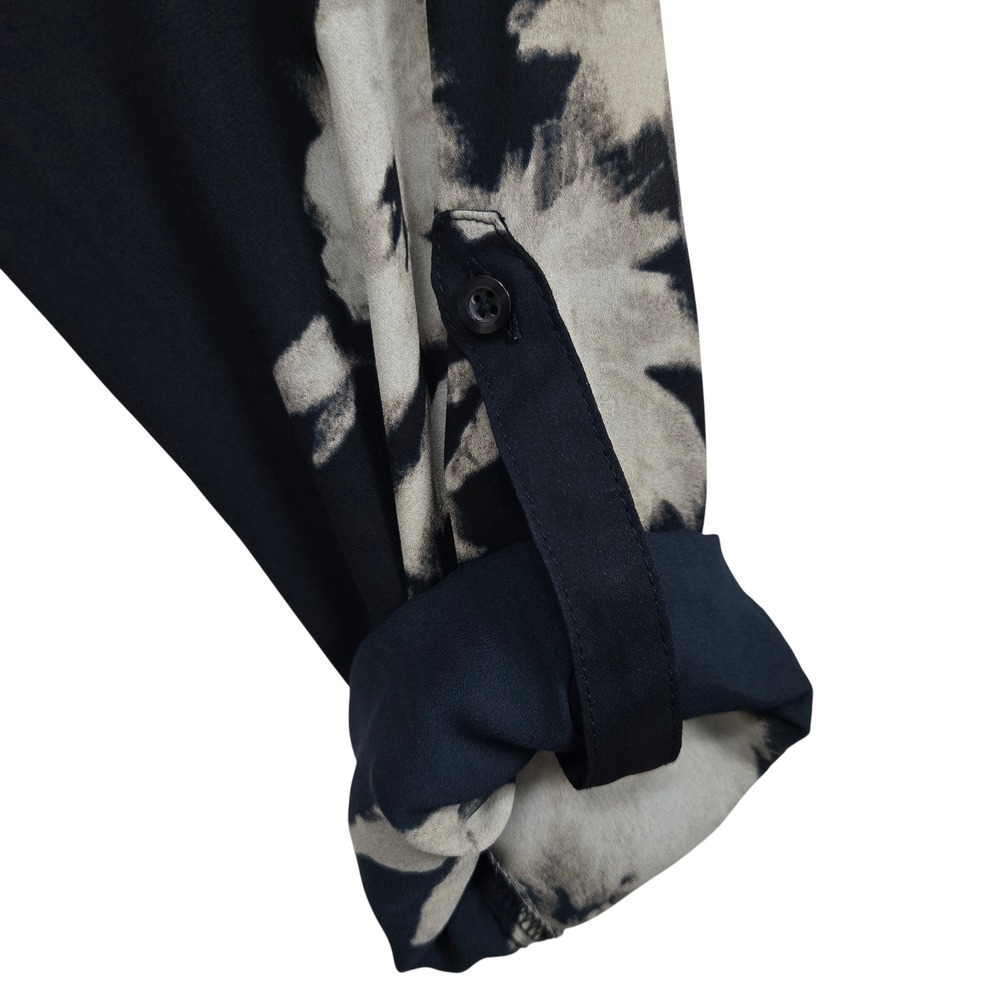 Simply Vera Vera Wang Navy Floral Print Tunic Blouse Top Women's Size Medium - Picture 5 of 9